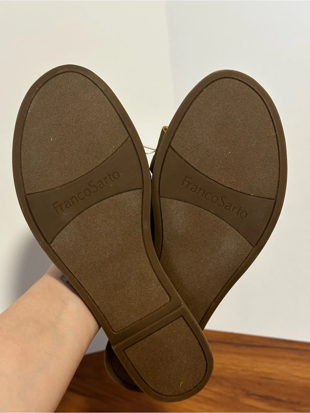 Franco Sarto Green & Gold Flat Sandal